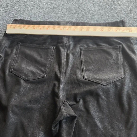 Chico’s Dark Silver Metallic Pants Size 2 Straight Leg Mid Rise Shimmer - Picture 5 of 8